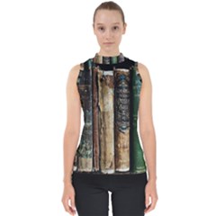 Assorted Color Books Old Macro Mock Neck Shell Top by Cendanart