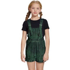Green Matrix Code Illustration Digital Art Portrait Display Kids  Short Overalls by Cendanart