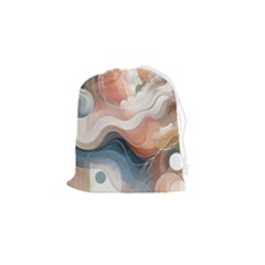 Abstract Pastel Waves Organic Drawstring Pouch (small) by Grandong