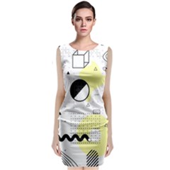 Graphic Design Geometric Background Sleeveless Velvet Midi Dress by Bedest