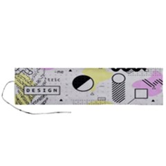 Graphic Design Geometric Background Roll Up Canvas Pencil Holder (l) by Bedest