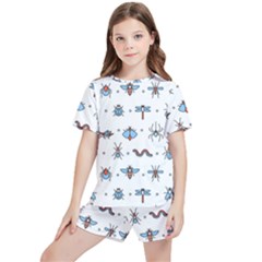 Insects Icons Square Seamless Pattern Kids  T-shirt And Sports Shorts Set by Bedest