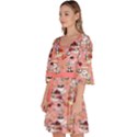 Tea Time Teal Pink Kawaii Pandy Donut Velour Kimono Dress View2