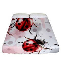 Ladybugs Pattern Texture Watercolor Fitted Sheet (california King Size) by Bedest