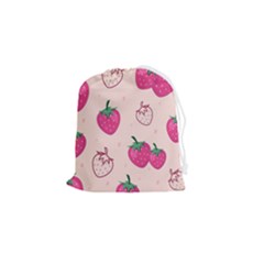 Seamless Strawberry Fruit Pattern Background Drawstring Pouch (small) by Bedest