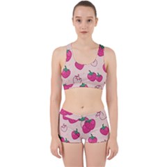 Seamless Strawberry Fruit Pattern Background Work It Out Gym Set by Bedest