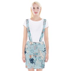 Crane Pattern Bird Animal Nature Braces Suspender Skirt by Bedest