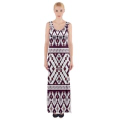 Illustration Ukrainian Folk Seamless Pattern Ornament Thigh Split Maxi Dress by Bedest