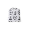 Marine Nautical Seamless Pattern With Vintage Lighthouse Wheel Drawstring Pouch (Small) View2