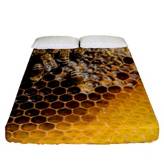 Honeycomb With Bees Fitted Sheet (california King Size) by Bedest