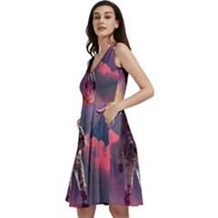 Aesthetic Astronautics Atmosphere Blue Clouds Cosmos Fantasy Galaxy Sleeveless V-neck Skater Dress With Pockets by Cendanart