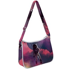 Aesthetic Astronautics Atmosphere Blue Clouds Cosmos Fantasy Galaxy Zip Up Shoulder Bag by Cendanart