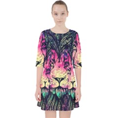 Psychedelic Lion Quarter Sleeve Pocket Dress by Cendanart