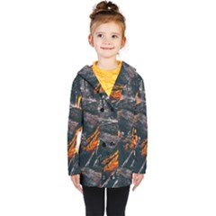 Wood Fire Camping Forest On Kids  Double Breasted Button Coat by Bedest