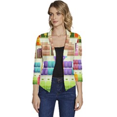 Supermarket Shelf Products Snacks Women s Casual 3/4 Sleeve Spring Jacket by Cendanart