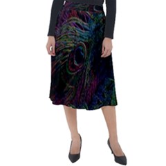 Peacock Feather Paradise Classic Velour Midi Skirt  by Cendanart