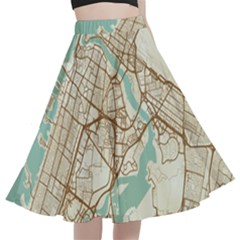 Mapart Dubai Map A-line Full Circle Midi Skirt With Pocket by Proyonanggan
