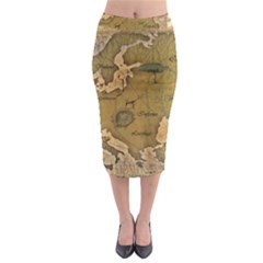 Map Geography Travel Global Midi Pencil Skirt by Proyonanggan