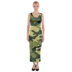 Camouflage Camo Pattern Fitted Maxi Dress by Simbadda