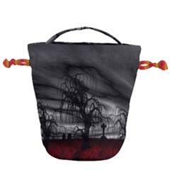 Grave Yard Dark Fantasy Trees Drawstring Bucket Bag by Cemarart