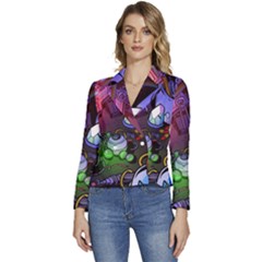 Graffiti Corazones Kingdom Saga Super Women s Long Sleeve Revers Collar Cropped Jacket by Cemarart