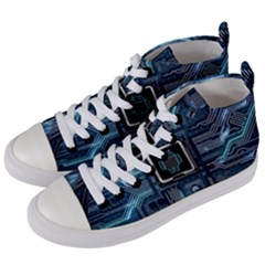 Circuit Board Motherboard Women s Mid-top Canvas Sneakers by Cemarart