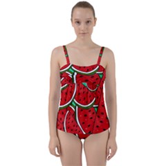 Summer Watermelon Fruit Twist Front Tankini Set by Cemarart