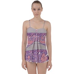 Ramen Kawaii Aesthetic Pink Babydoll Tankini Top by Cemarart