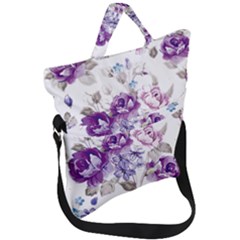 Flower-floral-design-paper-pattern-purple-watercolor-flowers-vector-material-90d2d381fc90ea7e9bf8355 Fold Over Handle Tote Bag by saad11