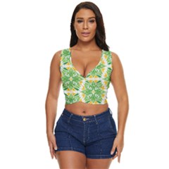 Green Pattern Retro Wallpaper Women s Sleeveless Wrap Top by Bajindul