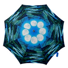 Bright Full Moon Painting Landscapes Scenery Nature Hook Handle Umbrellas (small) by Ndabl3x