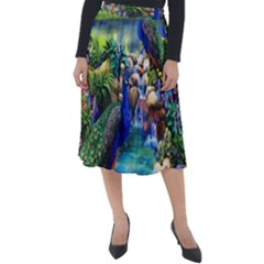 Peacocks In Garden Classic Velour Midi Skirt  by Ndabl3x