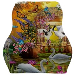Garden Of Paradise Butterfly Swan Bird Painting Gazebo, Peacock Flower Car Seat Velour Cushion  by Ndabl3x