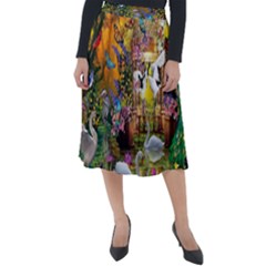 Garden Of Paradise Butterfly Swan Bird Painting Gazebo, Peacock Flower Classic Velour Midi Skirt  by Ndabl3x
