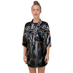 Angry Tiger Roar Half Sleeve Chiffon Kimono by Cemarart