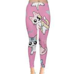 Cute Animal Little Cat Seamless Pattern Everyday Leggings  by Grandong