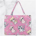 Cute Animal Little Cat Seamless Pattern Zipper Medium Tote Bag View1
