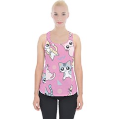 Cute Animal Little Cat Seamless Pattern Piece Up Tank Top by Grandong