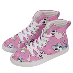 Cute Animal Little Cat Seamless Pattern Women s Hi-top Skate Sneakers by Grandong