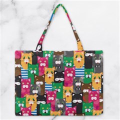 Cat Funny Colorful Pattern Zipper Medium Tote Bag by Grandong