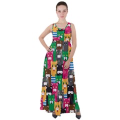Cat Funny Colorful Pattern Empire Waist Velour Maxi Dress by Grandong