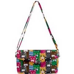 Cat Funny Colorful Pattern Removable Strap Clutch Bag by Grandong