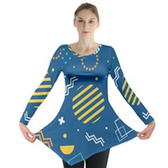 Flat Design Geometric Shapes Background Long Sleeve Tunic  by Grandong
