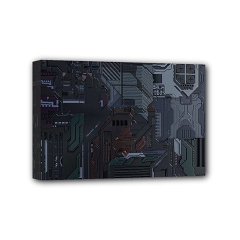 Abstract Tech Computer Motherboard Technology Mini Canvas 6  X 4  (stretched) by Cemarart