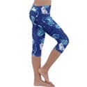 Cat Astronaut Space Suit Pattern Kids  Lightweight Velour Capri Leggings  View3