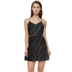 Abstract Art Black White Drawing Lines Unique Short Frill Dress by Cemarart