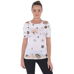 Golden-snowflake Shoulder Cut Out Short Sleeve Top by saad11