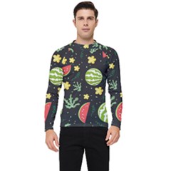 Watermelon Doodle Pattern Men s Long Sleeve Rash Guard by Cemarart