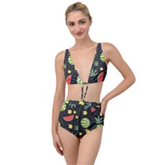 Watermelon Doodle Pattern Tied Up Two Piece Swimsuit by Cemarart