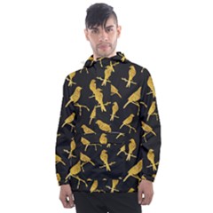 Background With Golden Birds Men s Front Pocket Pullover Windbreaker by Ndabl3x